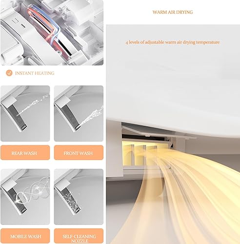 Miniatura 3 de Bidé inteligente inodoro con descarga automática, asiento calentado, control remoto (AZT706WB01)