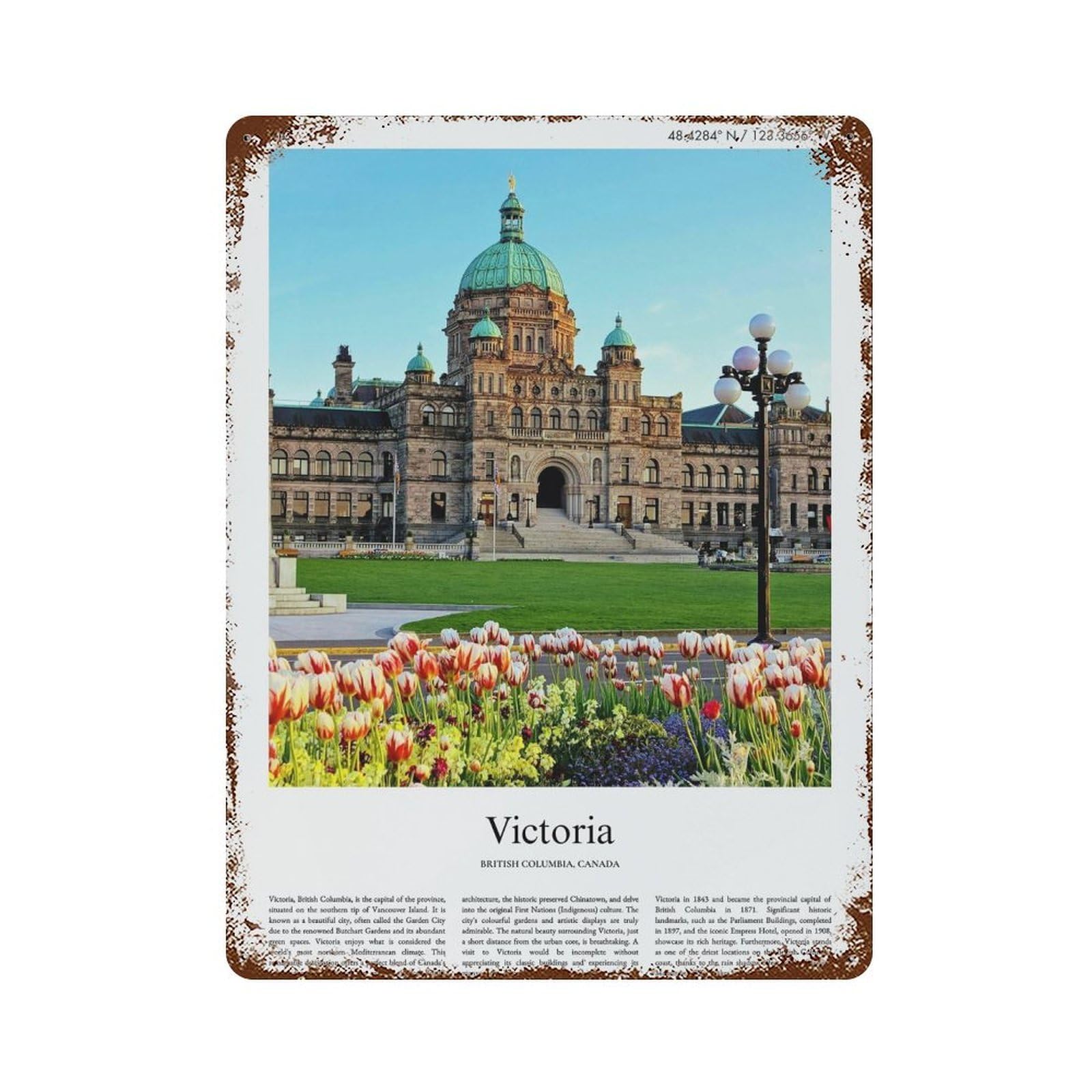 xiaoxiaoshen Victoria British Columbia, Canada City Scenery Wall Decor Art Metal Tin Poster Modern Home Decor Art Home Bar Shop Decorations Vintage Sign 40x30cm