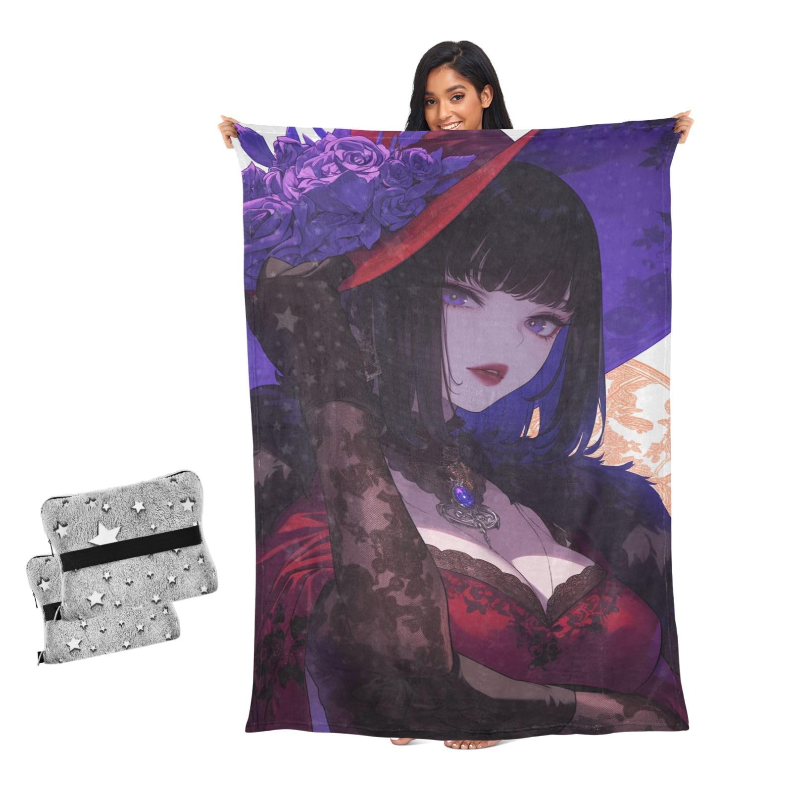 Manta suave de salón con diseño anime rojo para tardes de sofá y cine