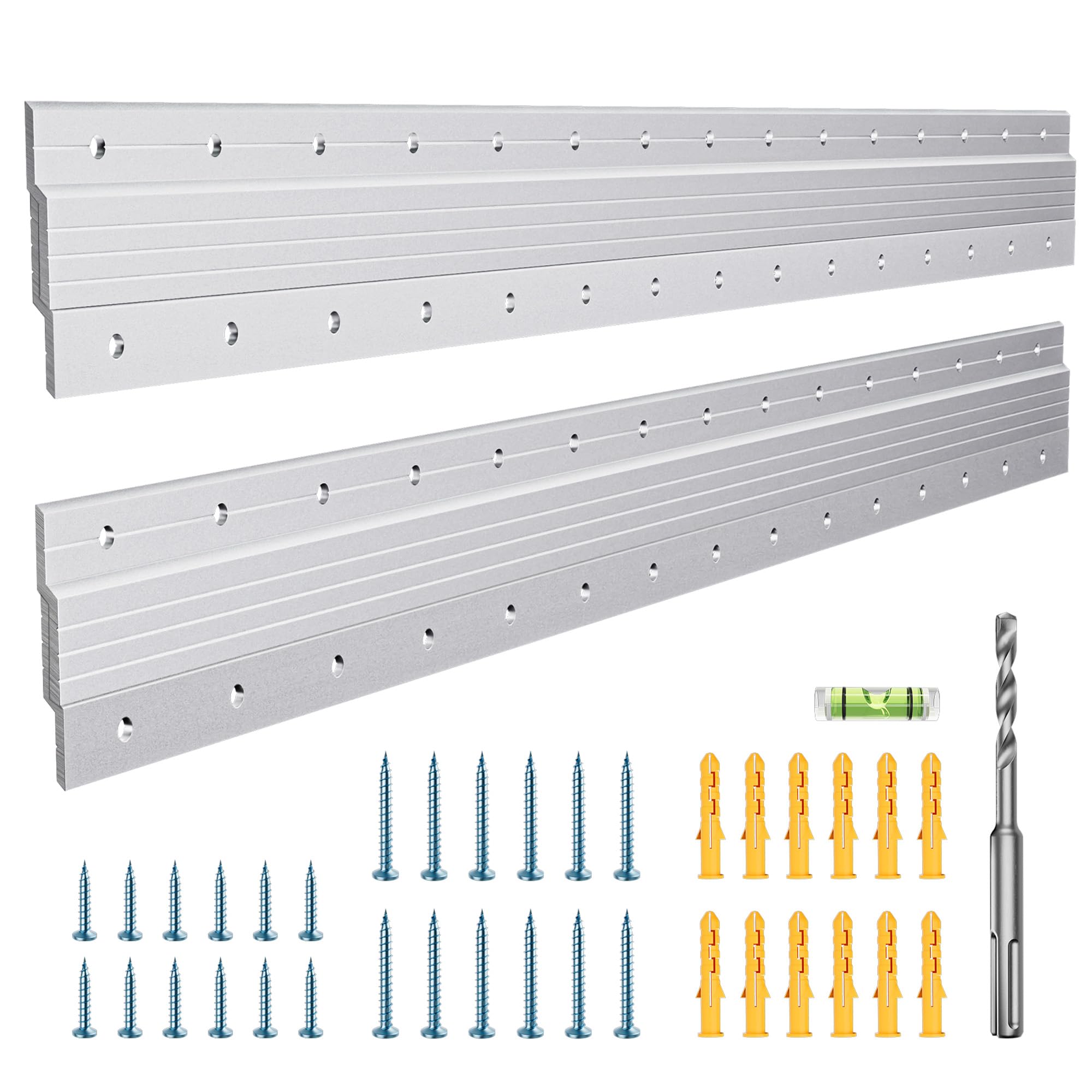 Aetubree 2 Pairs French Cleat Picture Hanger, 30" Heavy Duty Aluminium Z bar Hanger Interlocking Panel Clip Wall Mounting Bracket Hardware Kit for Whiteboard, Shelf, Artwork, Cabinet, Art Frames