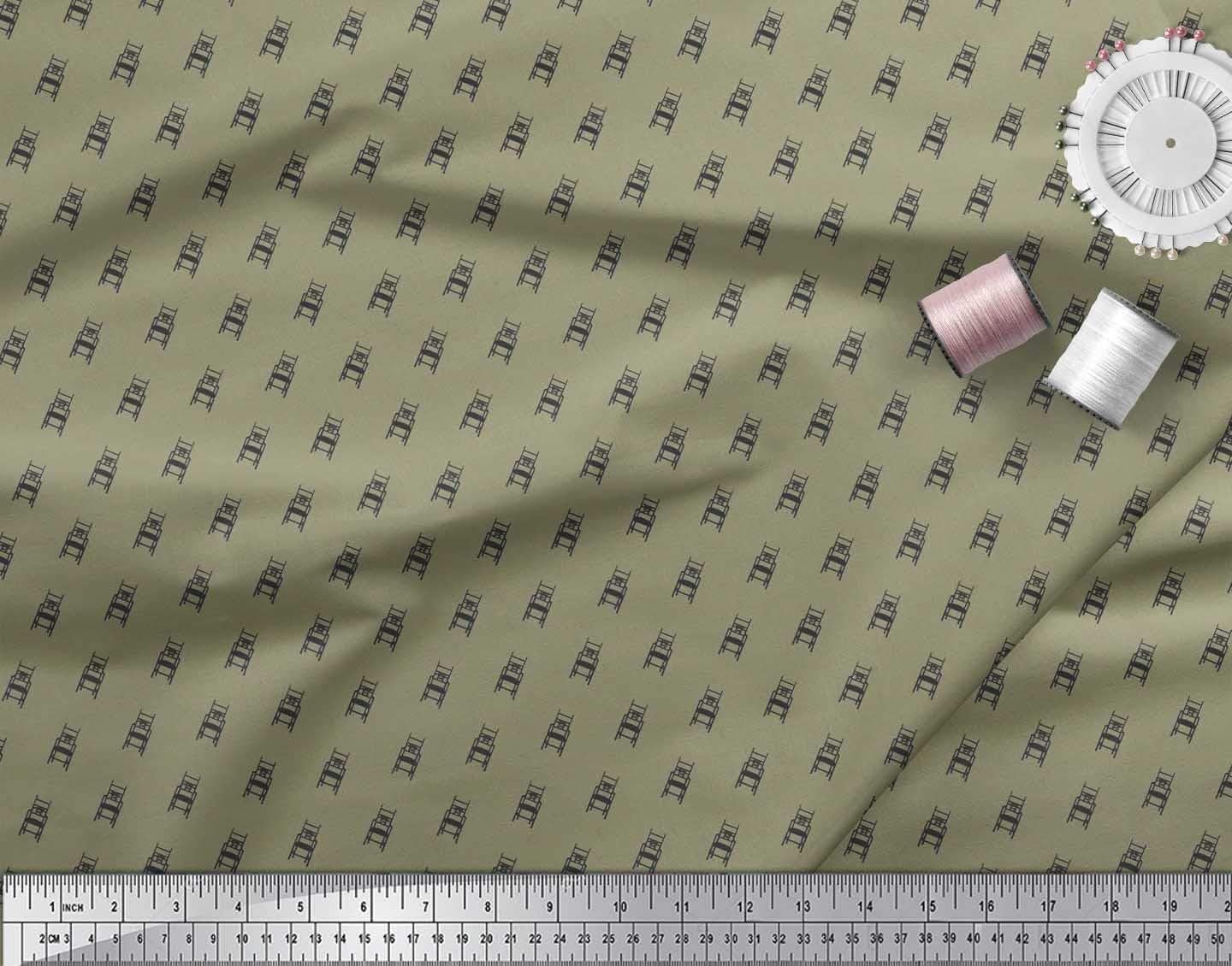 Soimoi Cotton Canvas Fabric - Chair Print, Dusty Greens | 56" Wide | Sold by The Yard | Medium Weight Upholstery Fabric for Home Décor, Bags & DIY Projects image 2
