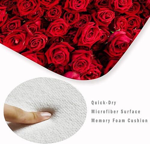 Miniatura 3 de LYFANS La bañera de cocina y baño utiliza tapetes absorbentes antideslizantes, alfombra 3D de rosa roja de arte moderno (24 x 18 pulgadas) y la sala