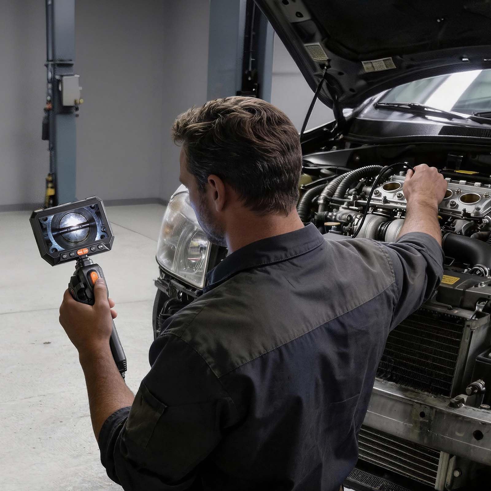 VEVOR Caméra Endoscopique 180° 2 Voies Endoscope avec Sonde 3,9 mm Caméra Inspection pour Canalisation Automobile avec Éclairage, Écran IPS HD 5 pouces, Câble Serpent Flexible 1,5 m, Zoom 8x, 5000 mAh