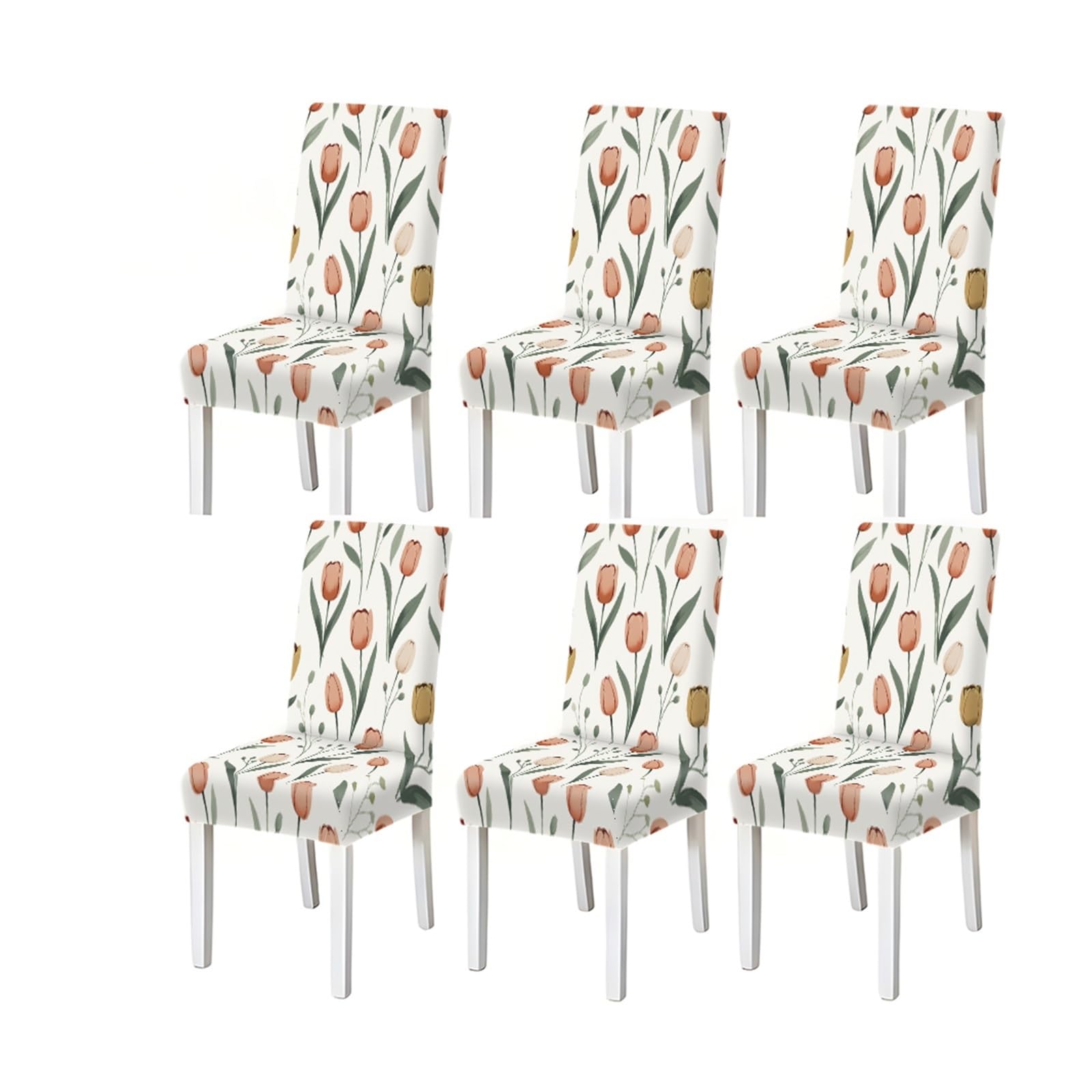 BOSUYBN Watercolor Blush Tulip Floral Print Stretch Dining Chair Covers, For Home Kitchen Dining Room Party, 2/4/6 PCS Furniture Protectors for Home Dining Room(6PCSChair cover)