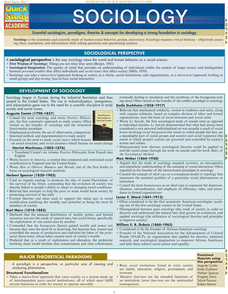 Sociology: QuickStudy Laminated Reference Guide (Quick Study Academic)