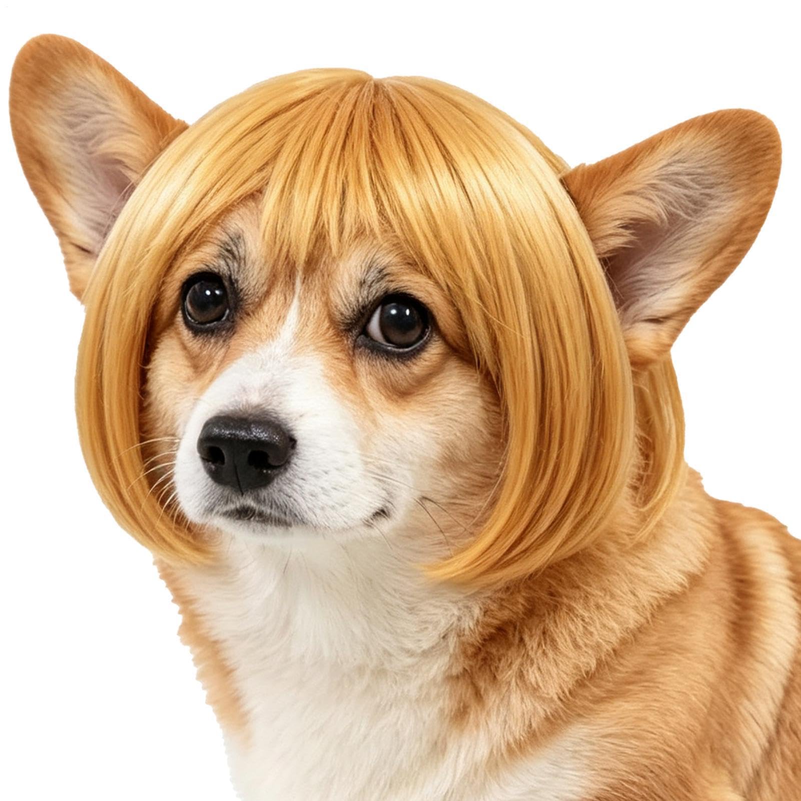 Dog Wigs Funny Adjustable Human-Style Bangs Pet Costume
