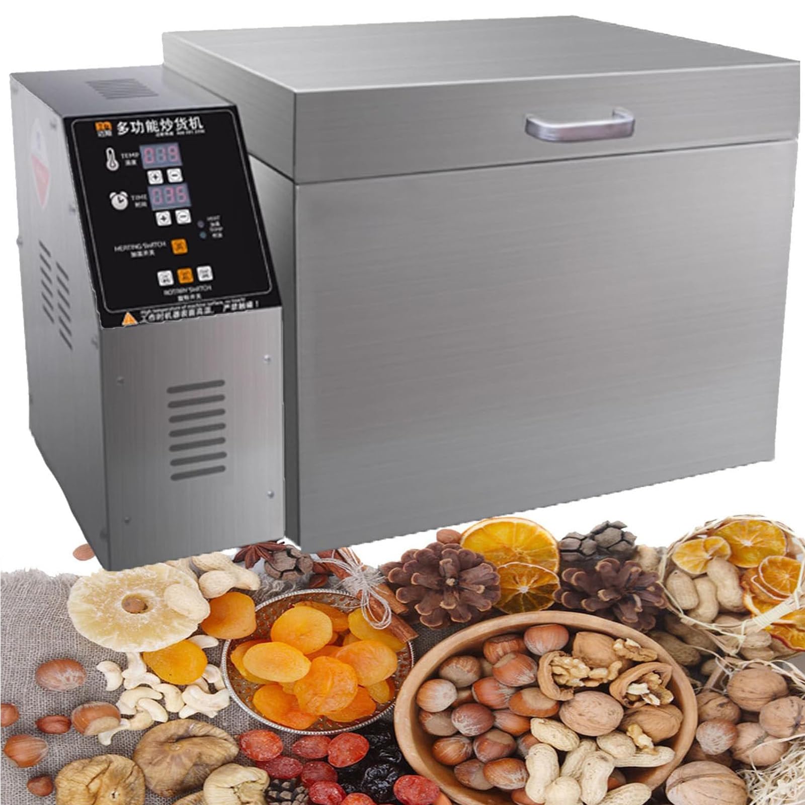 1800W/2400W Kaffeeröster,elektrische Röstmaschine aus Edelstahl für Nüsse,Heizröstmaschine mit Timer/steuerbarem Thermostat,gleichmäßige Erwärmung,gebratene Vollkornprodukte,5000g