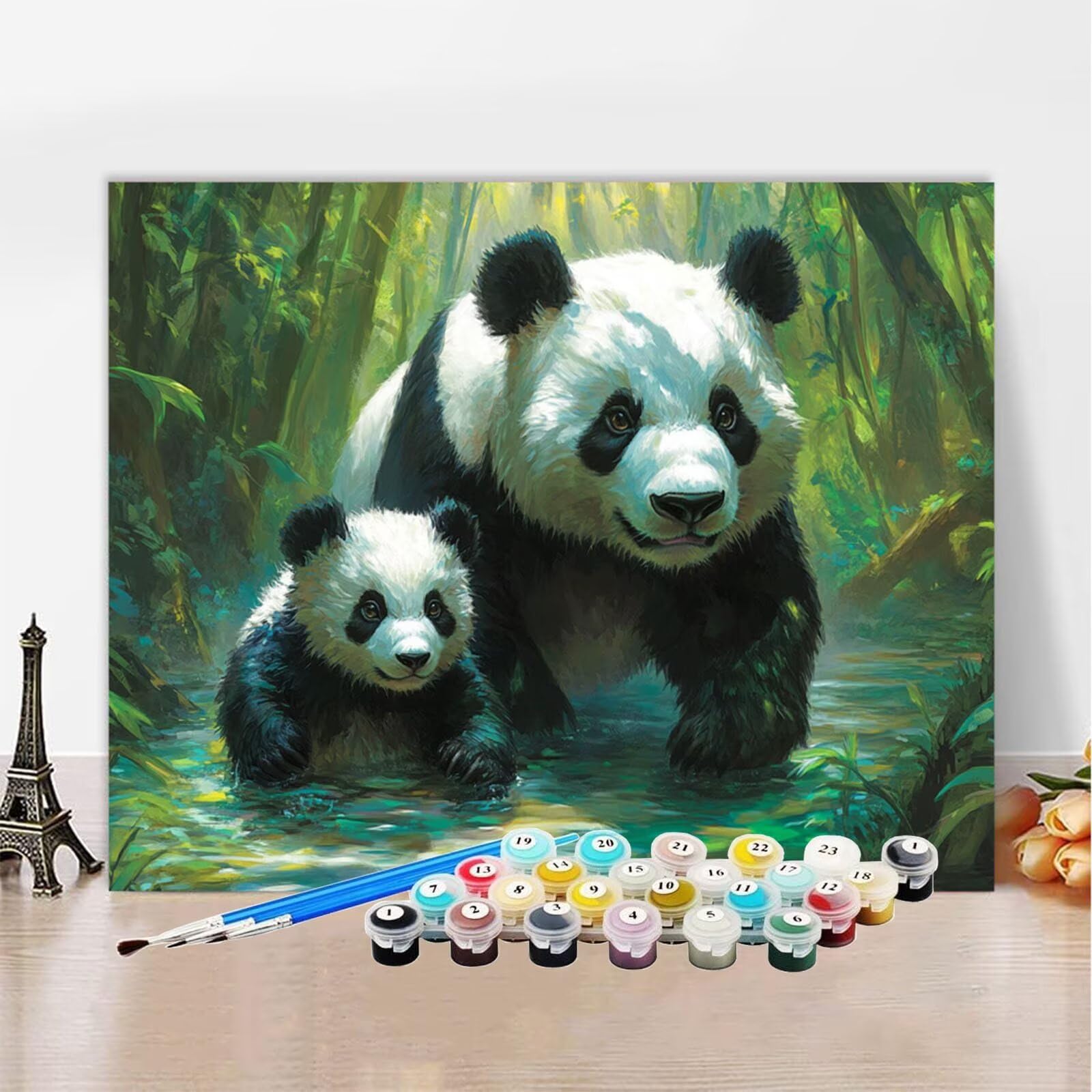 Malowanie według numerów Dorosły Wypoczynek Kreatywny panda Malarstwo Numery Zwierząt Kolorowanki według numerów zestawy, DIY Rzemiosło Ręczne Kreatywne do Dekoracji Domów, Kobiety/Mężczyzna Prezent
