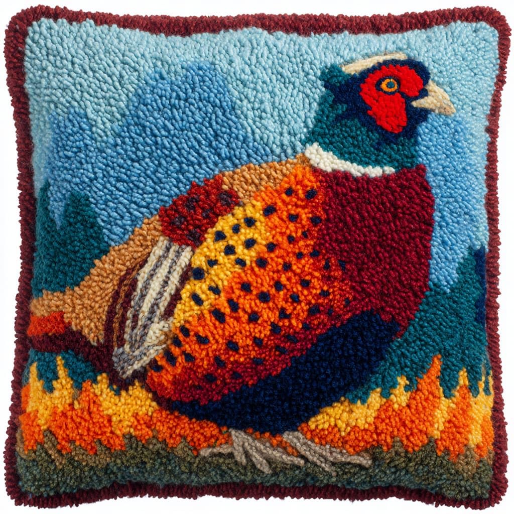 Wallustrioaw Latch Hook Cushions-H Latch Hook Kits For Adults Beginners,Animal Pheasant