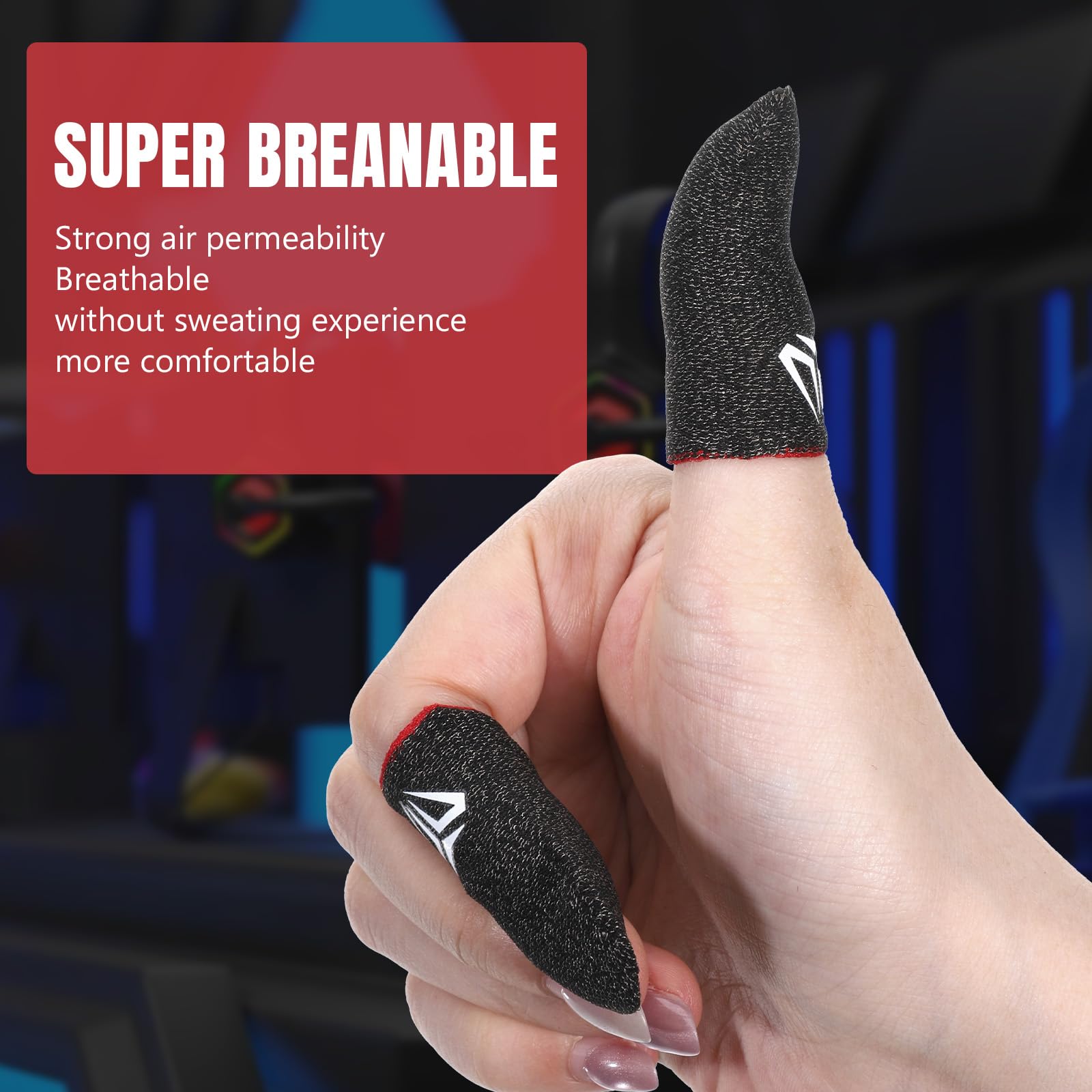 Qianyu Lot de 10 manchons de doigt de jeu mobiles avec étui, fibres argentées pour écran tactile pouce manchon de pouce soyeux anti-transpiration respirant protège-doigts gants adaptés à tous les jeux