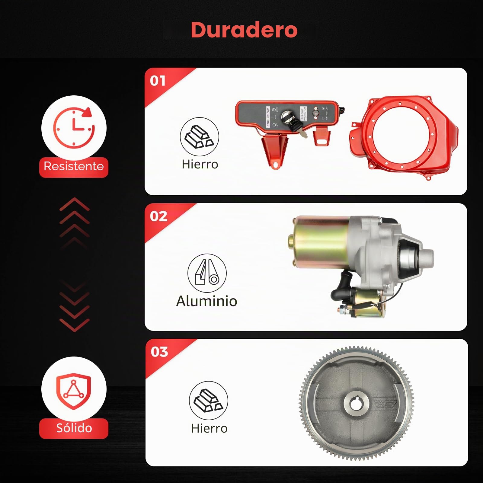 Kit volante de inercia con corona dentada, kit de arranque motor con solenoide para Gx160 Gx200 y otros motores 2~3KW 5.5HP 6.5HP 4 tiempos