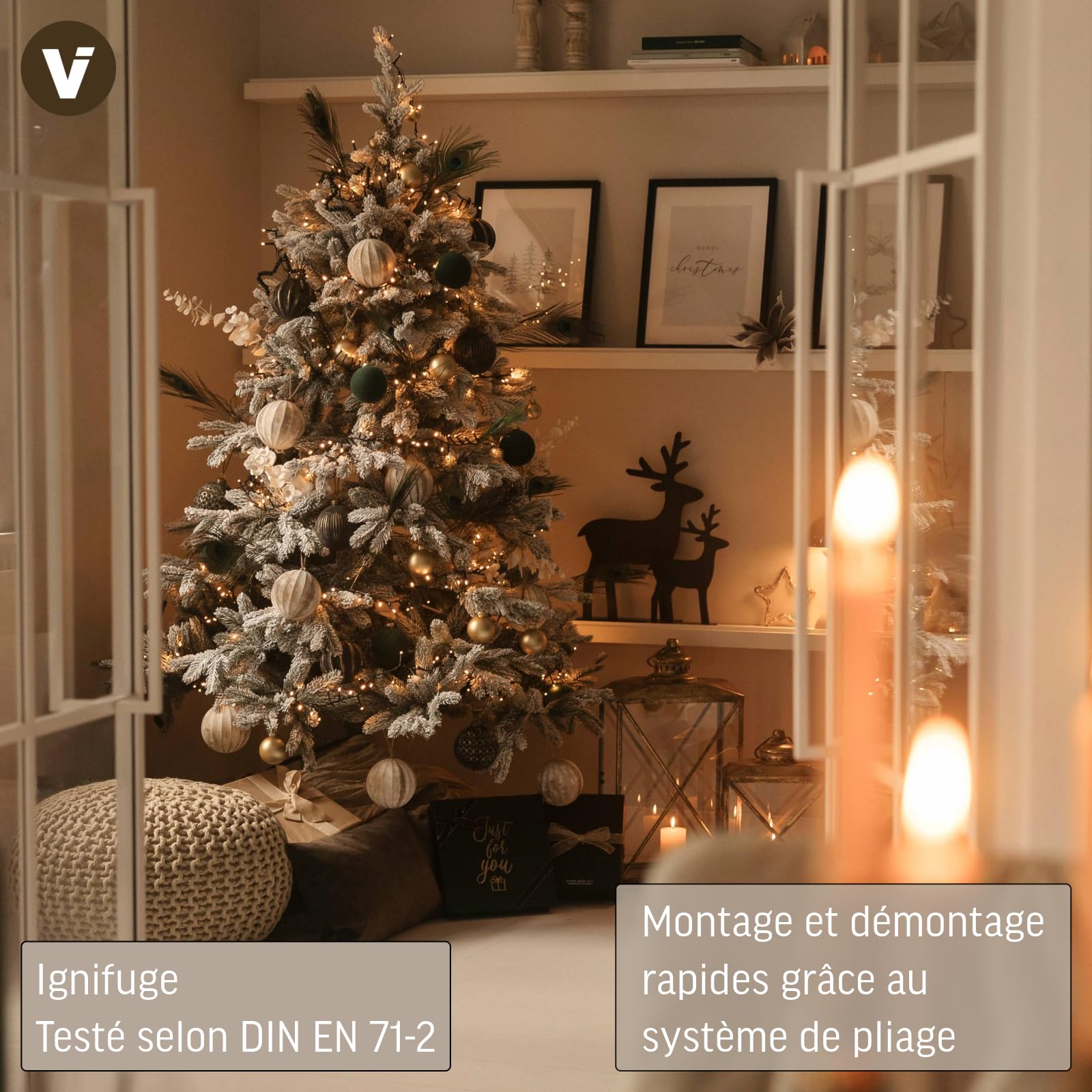 VIVANNO Sapin de Noël Artificiel Nordmann avec Neige 150 cm de Haut