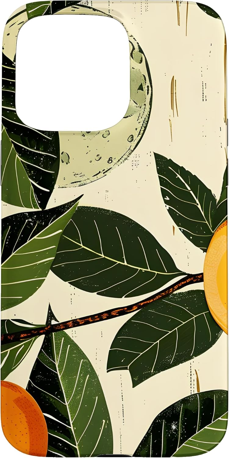iPhone 15 Pro Max Minimalist Moon Botanical Apple Case