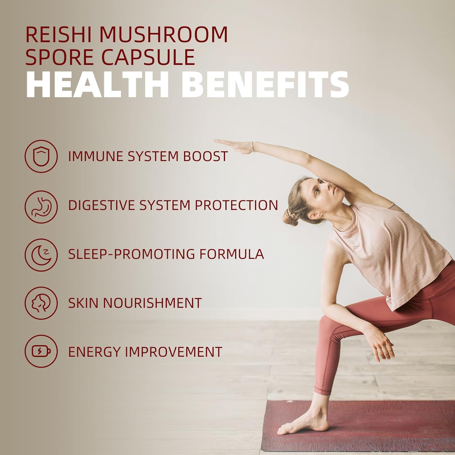 Organic Reishi Mushroom Capsules with 100% Ganoderma Lucidum Reishi Spore Powder for Boost Immune System, Vegan, All Natural, Non-GMO & Gluten Free, 90 Veggie Capsules - Image 6