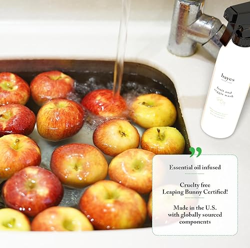 Miniatura 6 de Bayes Lavado de productos de alto rendimiento, limpiador de frutas y verduras, ayuda a eliminar residuos nocivos, 16 onzas, paquete de 2