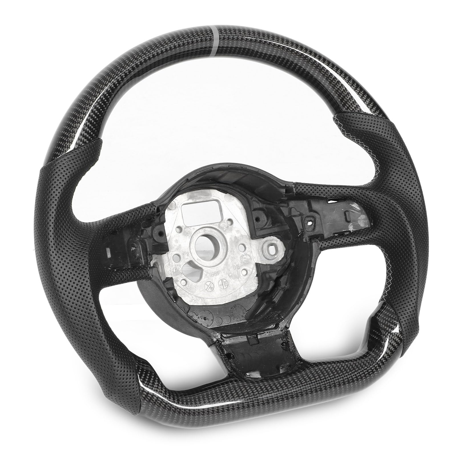 Real Carbon Faserlenkrad mit Perforiertem Leder, überlegener Griff Flacher Boden D -Typ Rennsport, Geeignet für 42 20072015, TT TTS TTRs 8J 20062014