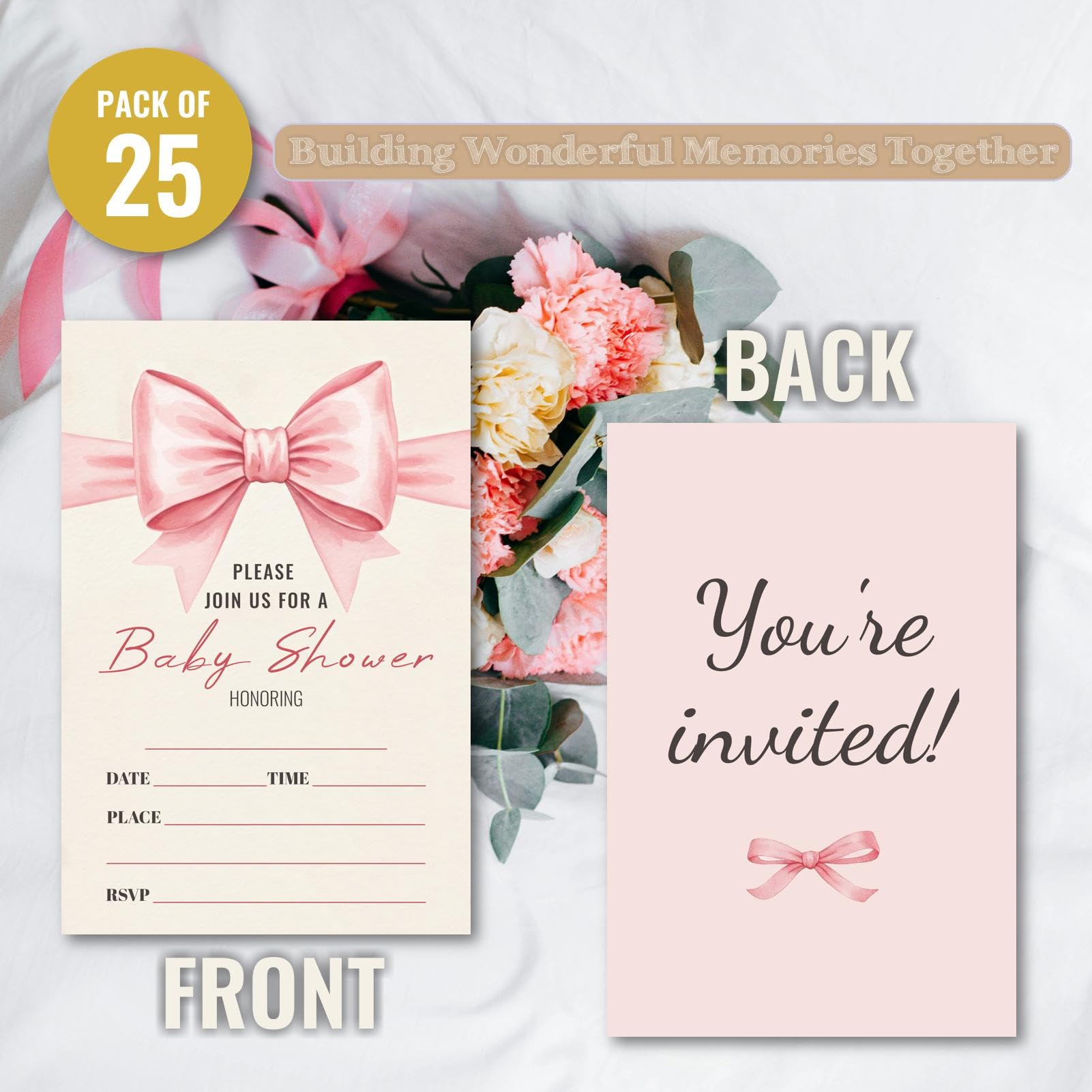 Różowy łuk Baby Shower Party zaproszenia kartka zestaw papieru z kopertami dla dziewczynki chłopca 25 szt. 10 x 15 cm słodkie ciepło