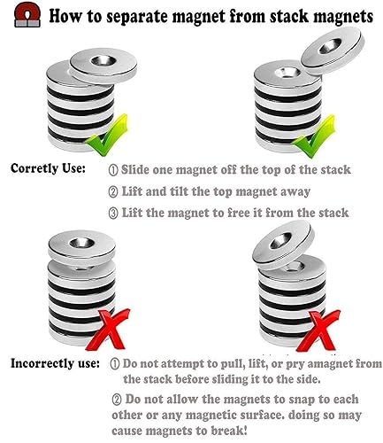 Miniatura 9 de 30 piezas de 0.394 x 0.118 in con agujero avellanado de 0.118 in de cierre de disco imanes de tierra rara para refrigerador, imanes de neodimio, 0.4