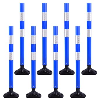 OrangeStar 36 Inch Traffic Cones 8-Pack, Safety Delineator Cones | Fixed Spring Base for Construction Zones, Highways, Parking Lots, Blue Road Delineators