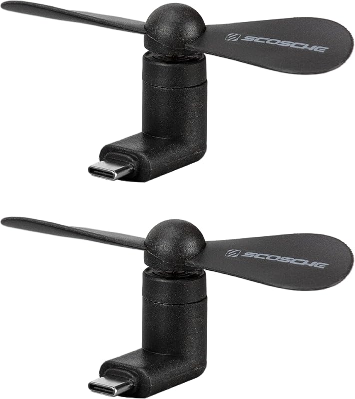 Scosche ScoFan USB-C Fan 2 Pack, Small Personal USB Powered Cell Phone Fan, Mini Portable Fans for Type-C Plug Compatible with iPhone 16, iPhone 15 iPad, Samsung, Android Phone and Tablet