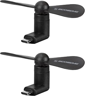 Scosche ScoFan USB-C Fan 2 Pack, Small Personal USB Powered Cell Phone Fan, Mini Portable Fans for Type-C Plug Compatible with iPhone 16, iPhone 15 iPad, Samsung, Android Phone and Tablet