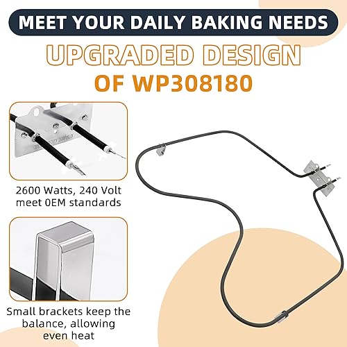 Miniatura 2 de AMI PARTS - Elemento calefactor para horno WP308180 W10308477 Reemplazo del elemento para hornear compatible con horno Whirlpool (2600 vatios, 240