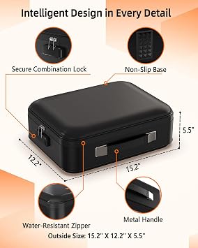 Fireproof Document Box - 8-Layer Hard Shell Fire Proof Safe for Home Documents, Water Resistant File Organizer for Desk Money, Safety Box for Passports Certificates Laptop