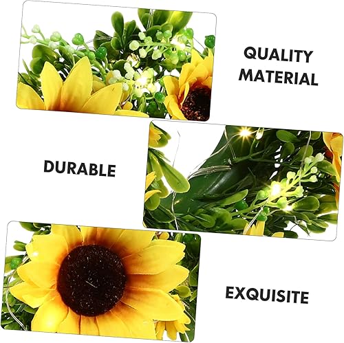 Miniatura 5 de Guirnalda de girasoles con luces para puerta de Acción de Gracias, coronas de girasol, coronas de girasol para puerta delantera, corona de puerta