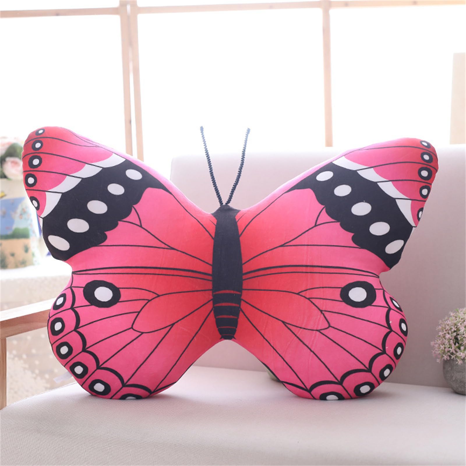 Herfair Bellissimo cuscino a forma di farfalla, realistico, con farfalla, morbido, regalo per bambini, adulti (blu, 40 x 30 cm)