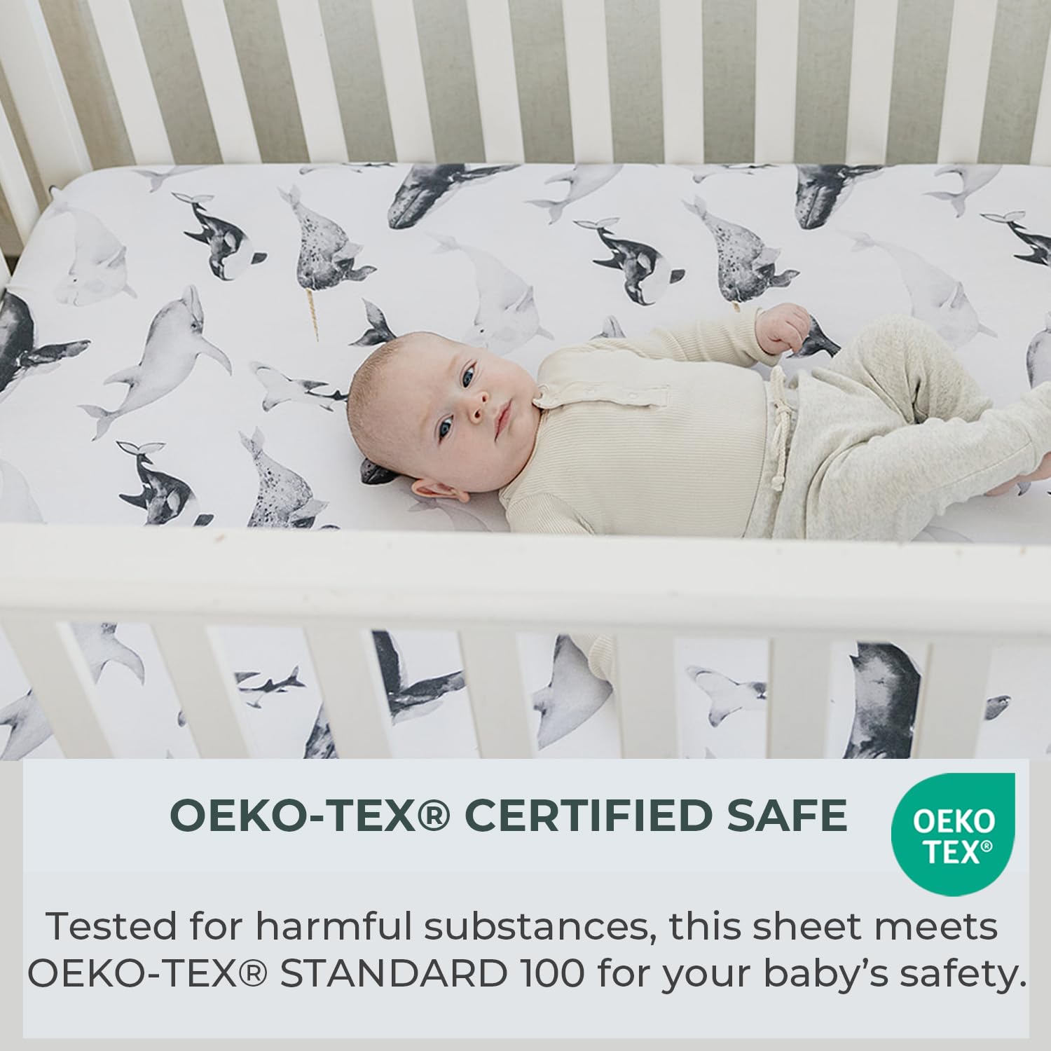 Pobibaby - 2 Pack Premium Fitted Baby Boy Crib Sheets for Standard Crib Mattress - Ultra-Soft Jersey Knit, Safe and Snug, and Stylish Ocean Crib Sheet (Seaside)