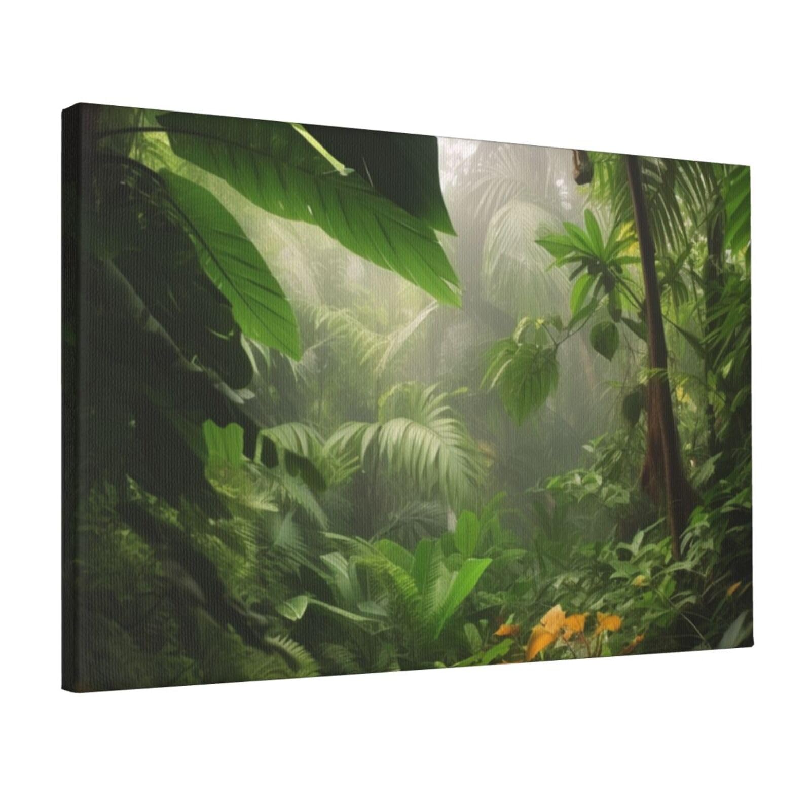 DWVTSLH Tropical Rainforest Jungle Scene Poster Paintings Canvas Wall Art Bedroom Prints Home Decor Hanging Picture Modern Home Artworks Aesthetic for Living Room Office Wall Decor 12x18in Unframed