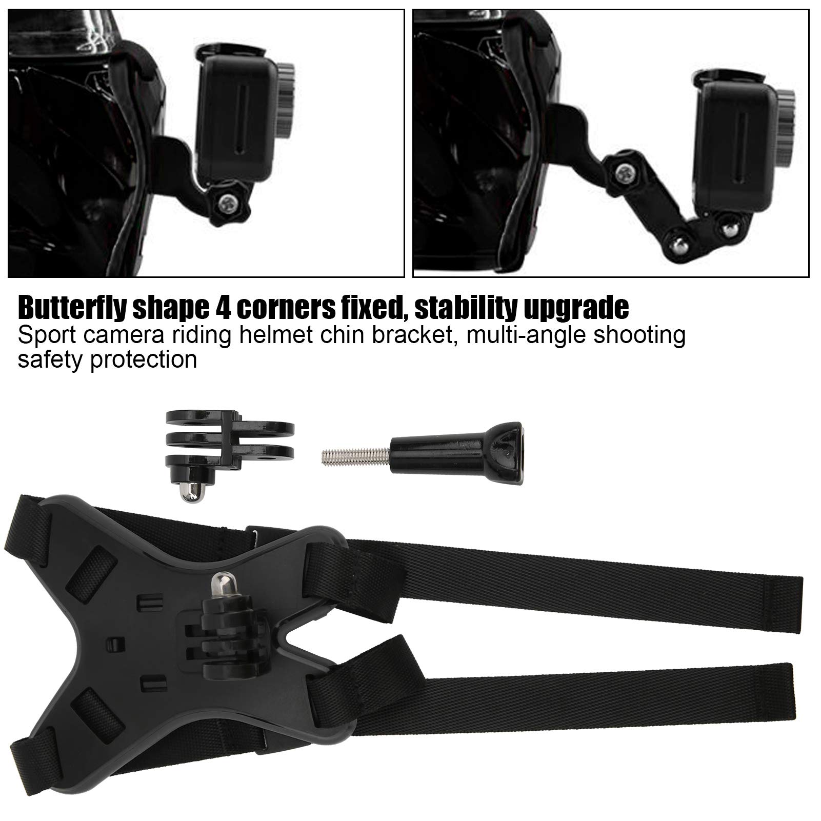 Kit Supporto Per Action Cam Su Mento Casco - Morsetto Regolabile 18-35mm, Braccio Flessibile, Per GoPro, Yi, Campark E Altre