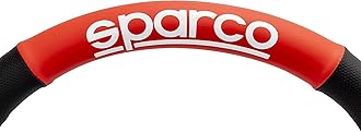 SPARCO SPC1111RS Universal Car Steering Wheel Cover, Black/Red