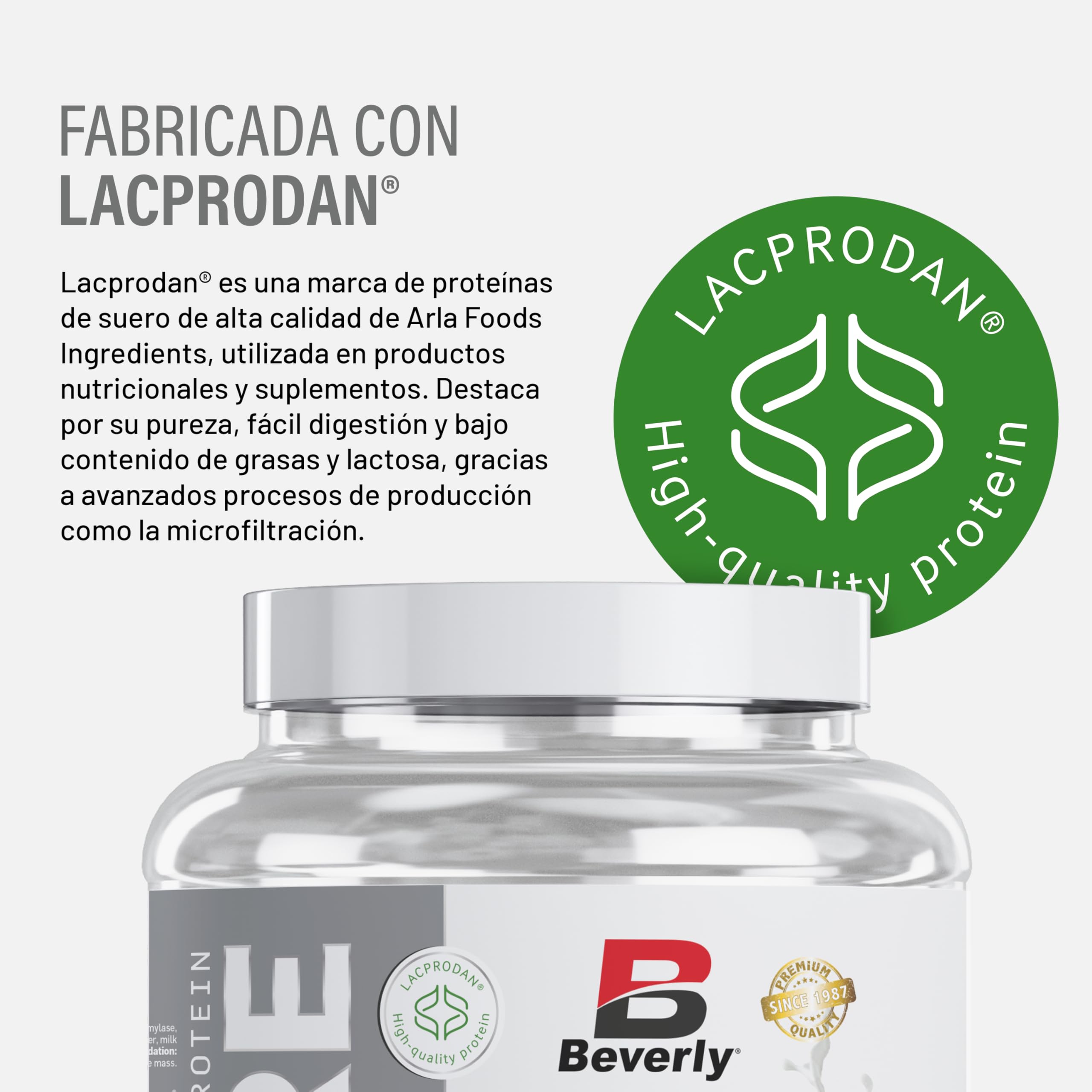 Beverly PURE WHEY | Concentrado Puro de Proteína de Suero Premim | Sin Aromas ni Colorantes | 1 Kg | 28 g de proteína por ración | 28 servicios | Con Digezyme y Tolerase