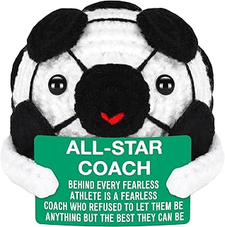 BiuNiuring Funny Handmade Crochet Soccer Doll Coach Gift – Unique Appreciation & Thank You Gift for Coach, Desk Decoration for Sports Enthusiasts and Football Lovers