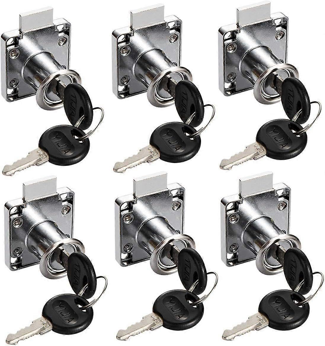 Joyhappst Image Color Desk Drawer Lock,Vebtles 6 Pcs Cylinder Cabinet Lock Cam Lock Zinc Alloy Office