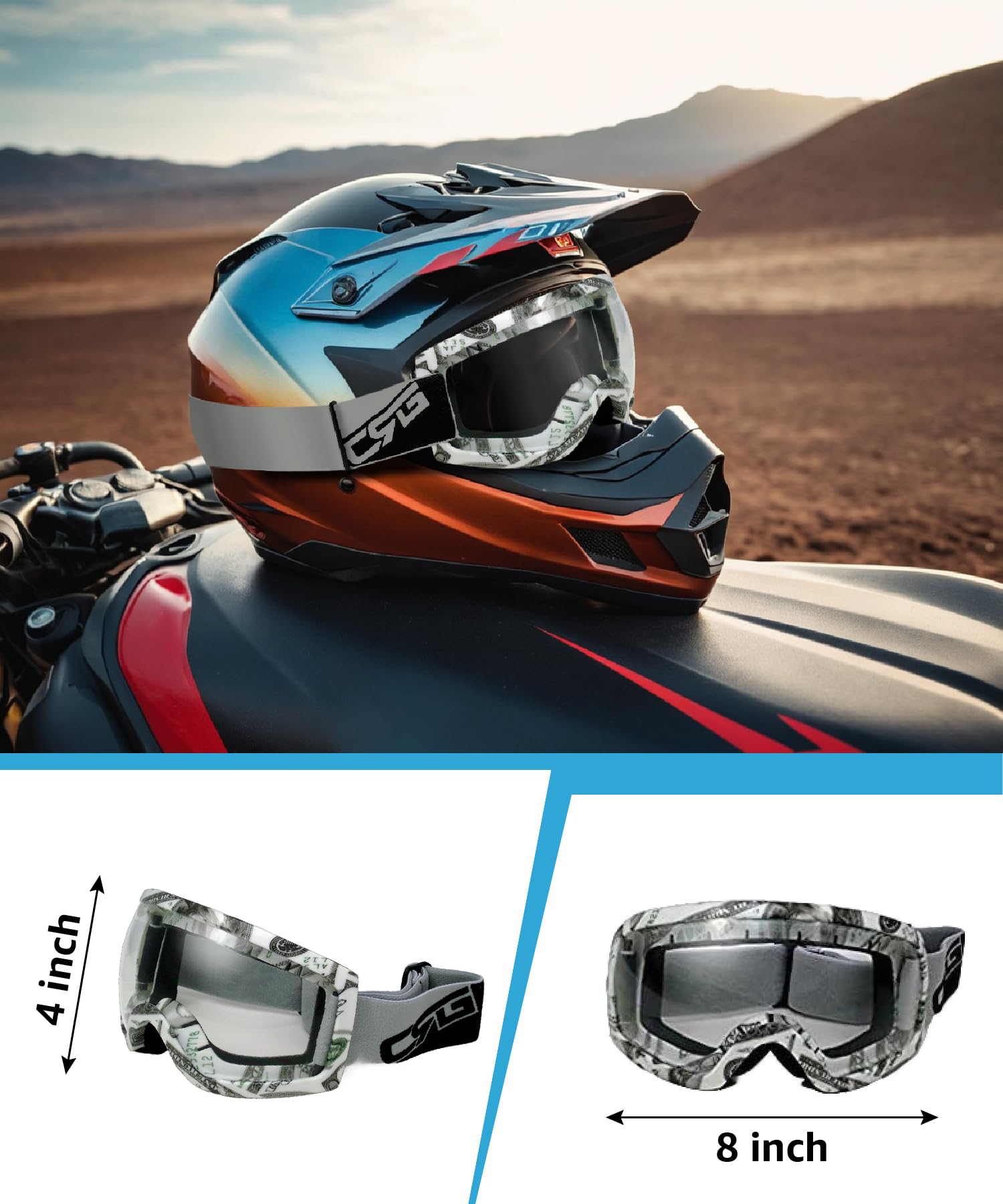 CRG Sports motocross ATV Dirt bike off Road Racing goggles T815 – 27 – 1 A T815 – 27 – 1 A, colore: Nero