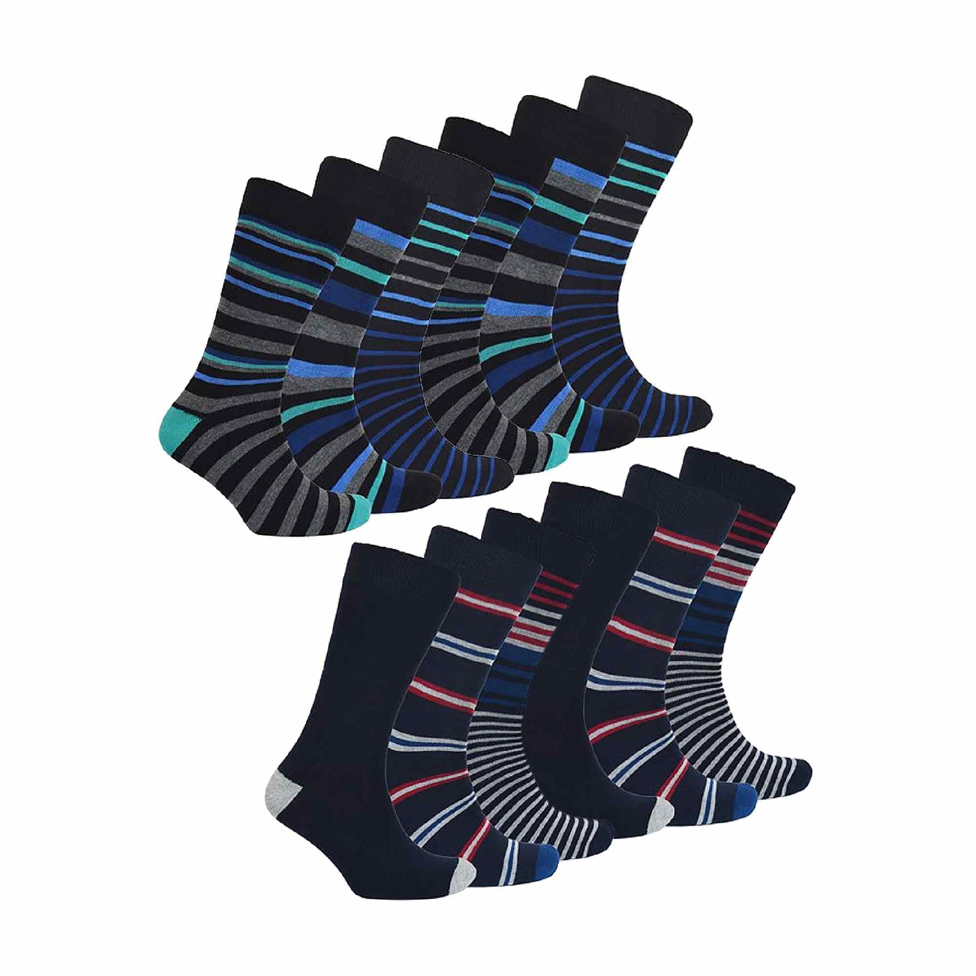 12 Pair Multipack Mens Bamboo Socks | Novelty Multicolor Cushioned Funny Design Crew Socks | Size 6-11 UK