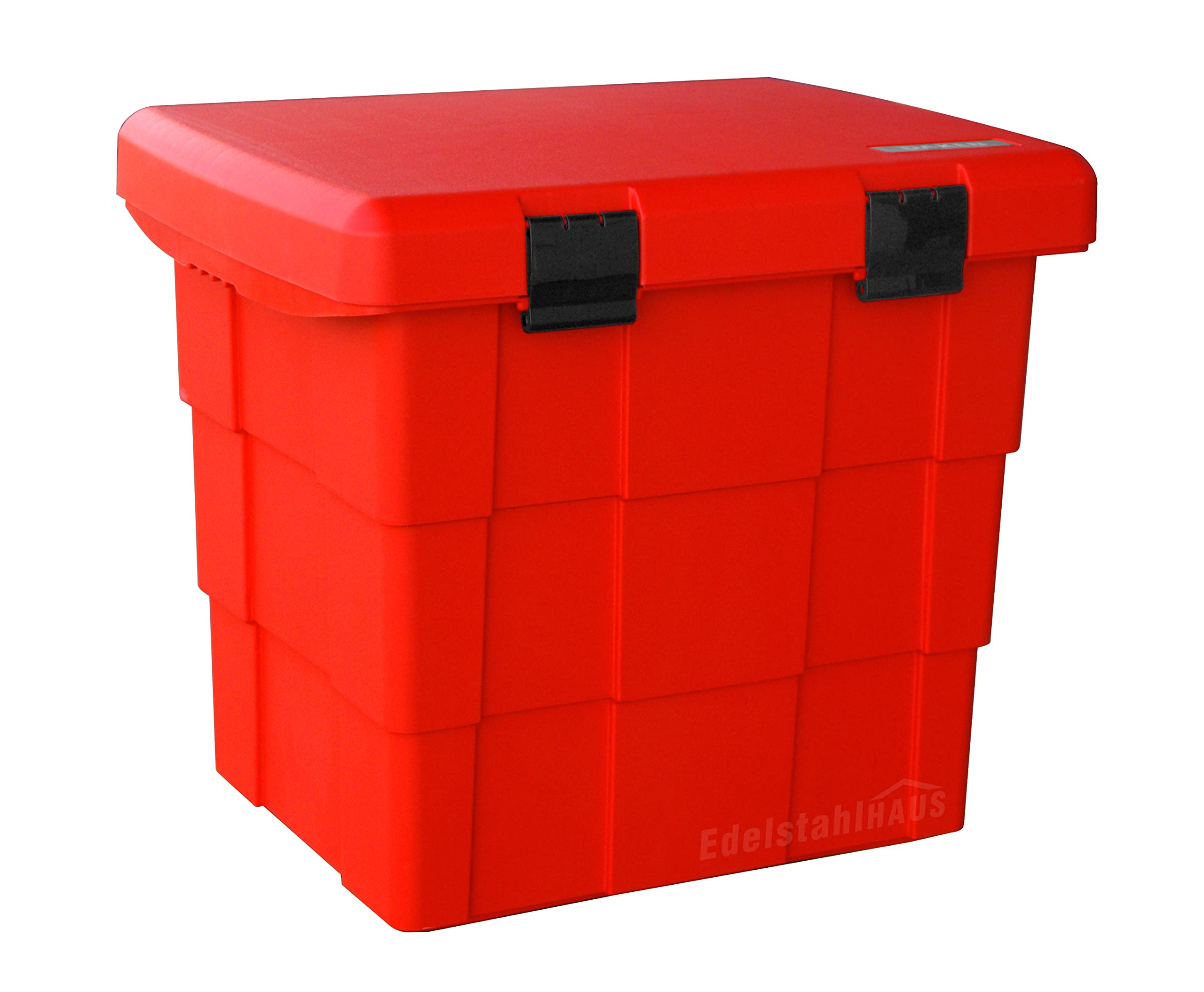 DAKEN Streugutbehälter 108 ltr. ROT, Streugutbox, Streusalzbox, Sandbox, Lagerbehälter, Pick-up Box, Anhängerbox, Deichselbox, Streukiste, Salzlager, Winterdienst mit Schaufel
