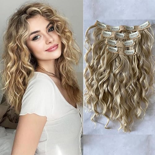 Alifuao Blonde Clip In Hair Extensions 4PCS 12 Inch