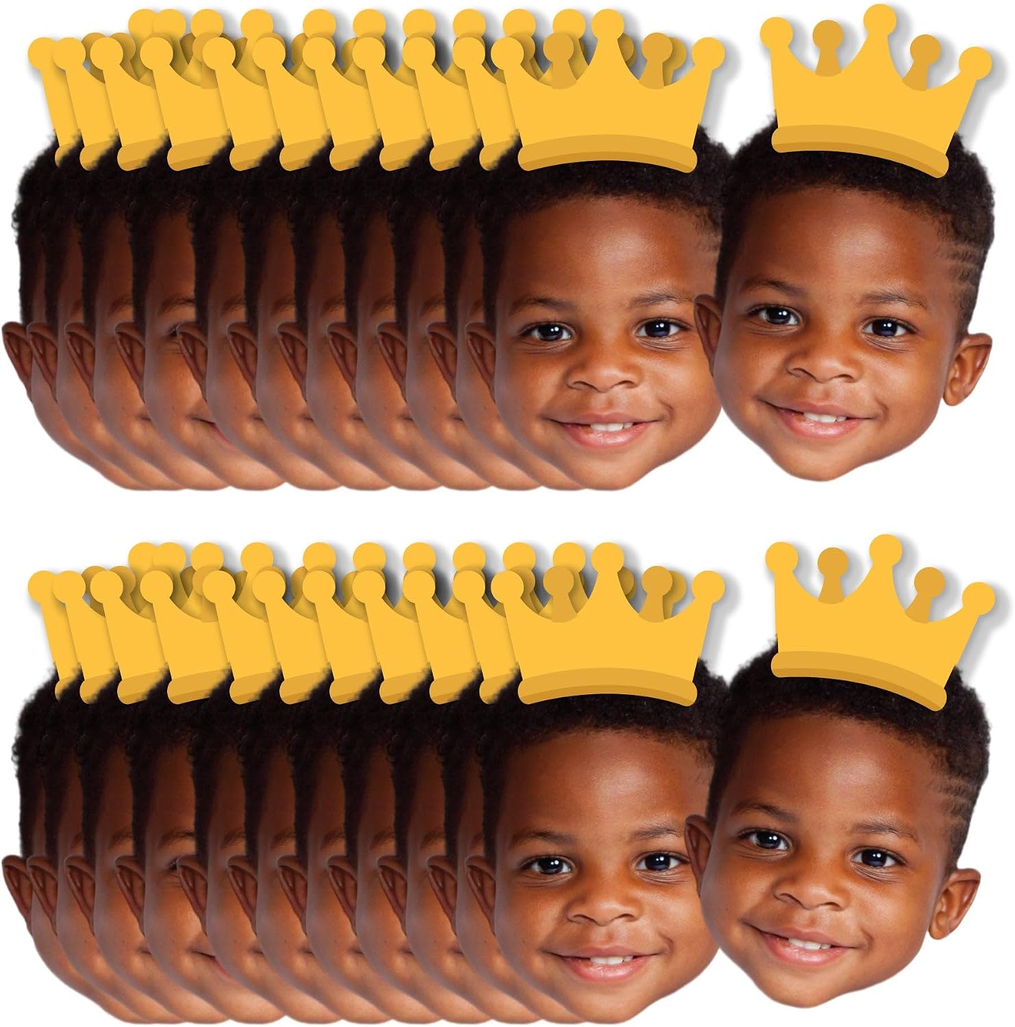 Big Dot of Happiness Custom Photo Adult Happy Birthday - Black & Gold Personalized Birthday Party DIY Paper Shaped Fun Face Cut-Outs - 24 Count