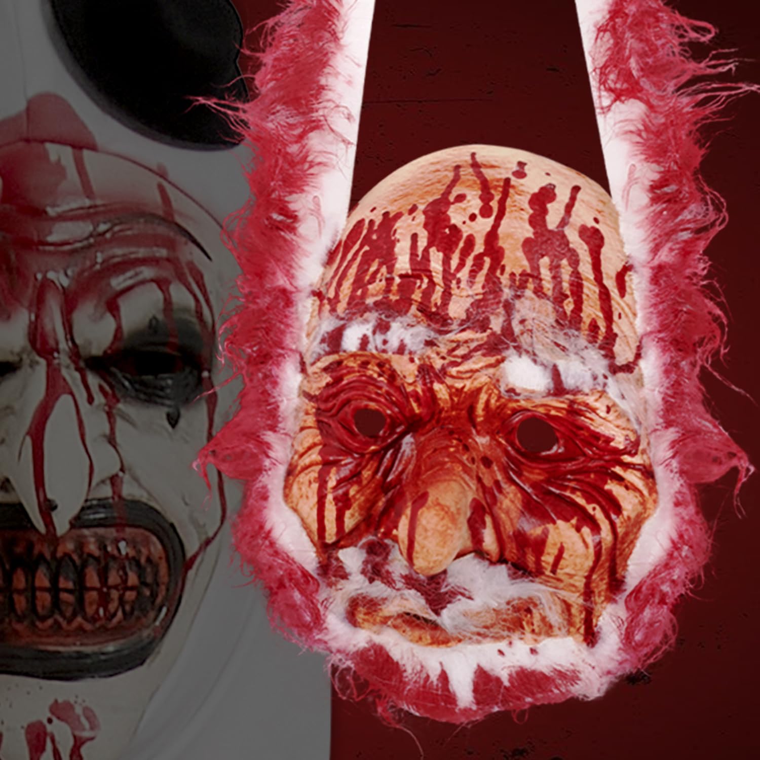7 Stück Terrifier Kostüm, Art the Clown Costume, Outfits der Killer Clown Overall mit Maske und Weihnachtsmann Gesicht, Movie Terrifier 3 Kostüm für Erwachsene Halloween Karneval Cosplay