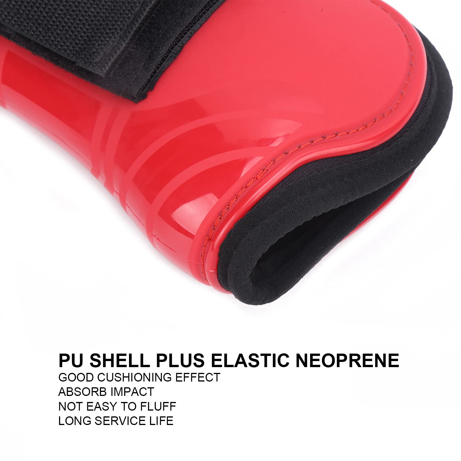 Paratendini per con Guscio Spesso in PU e Neoprene – Protezioni Sicure e Antiscivolo per Le Gambe per Saltare e Cavalcare – Rosso