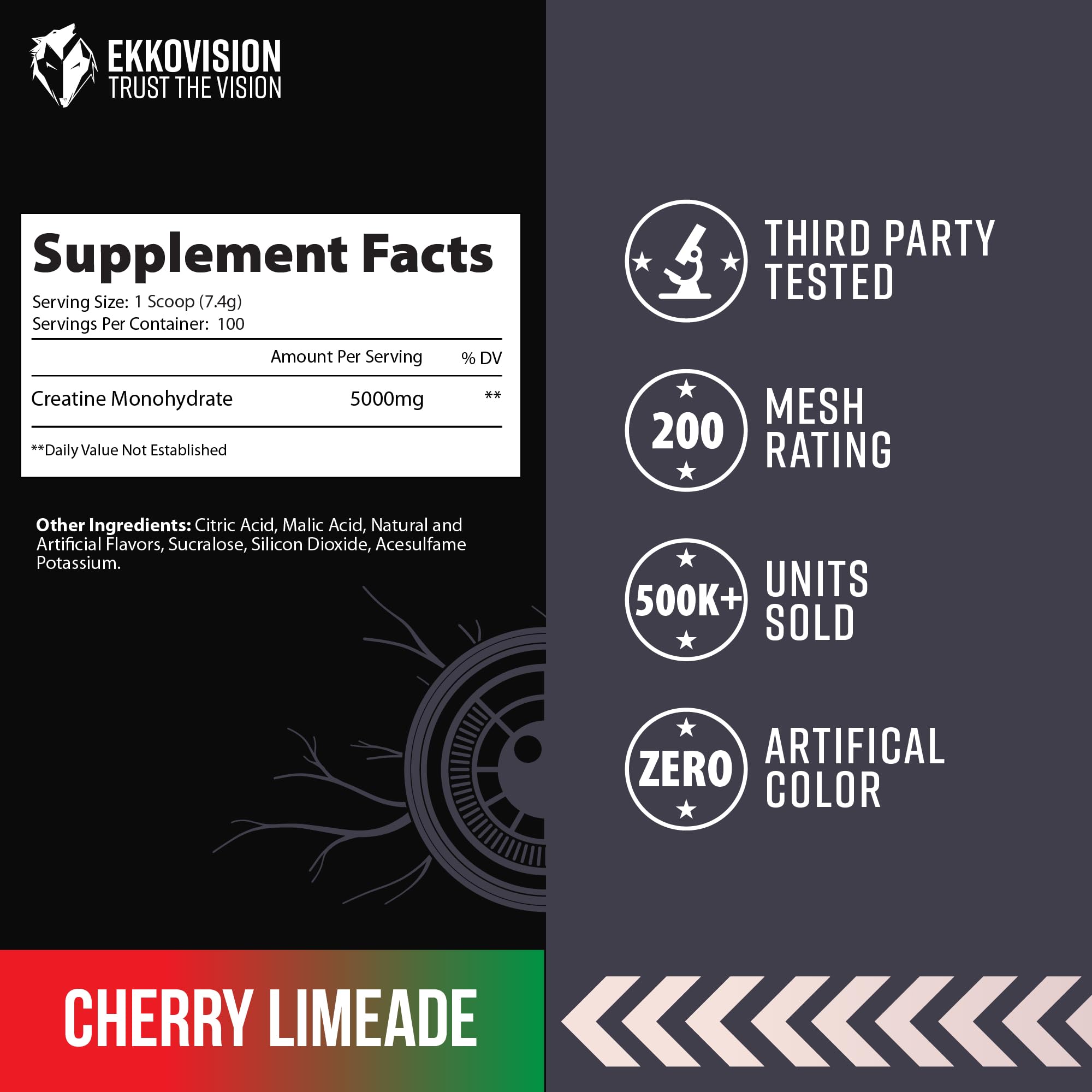 Ekkovision Creatine Monohydrate Powder, Cherry Limeade, 100 Servings — Amazon image 4
