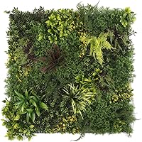 Vista 11 de ULAND Paneles de pared de plantas artificiales, 1 pieza de 40 x 40 pulgadas, decoración de fondo de pared de césped verde, hojas de hiedra