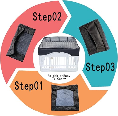 Miniatura 3 de Cubierta superior de malla para corralito para perros, corralito no incluido! Se adapta a corralito de mascotas de 36 pulgadas con 4 paneles, fundas