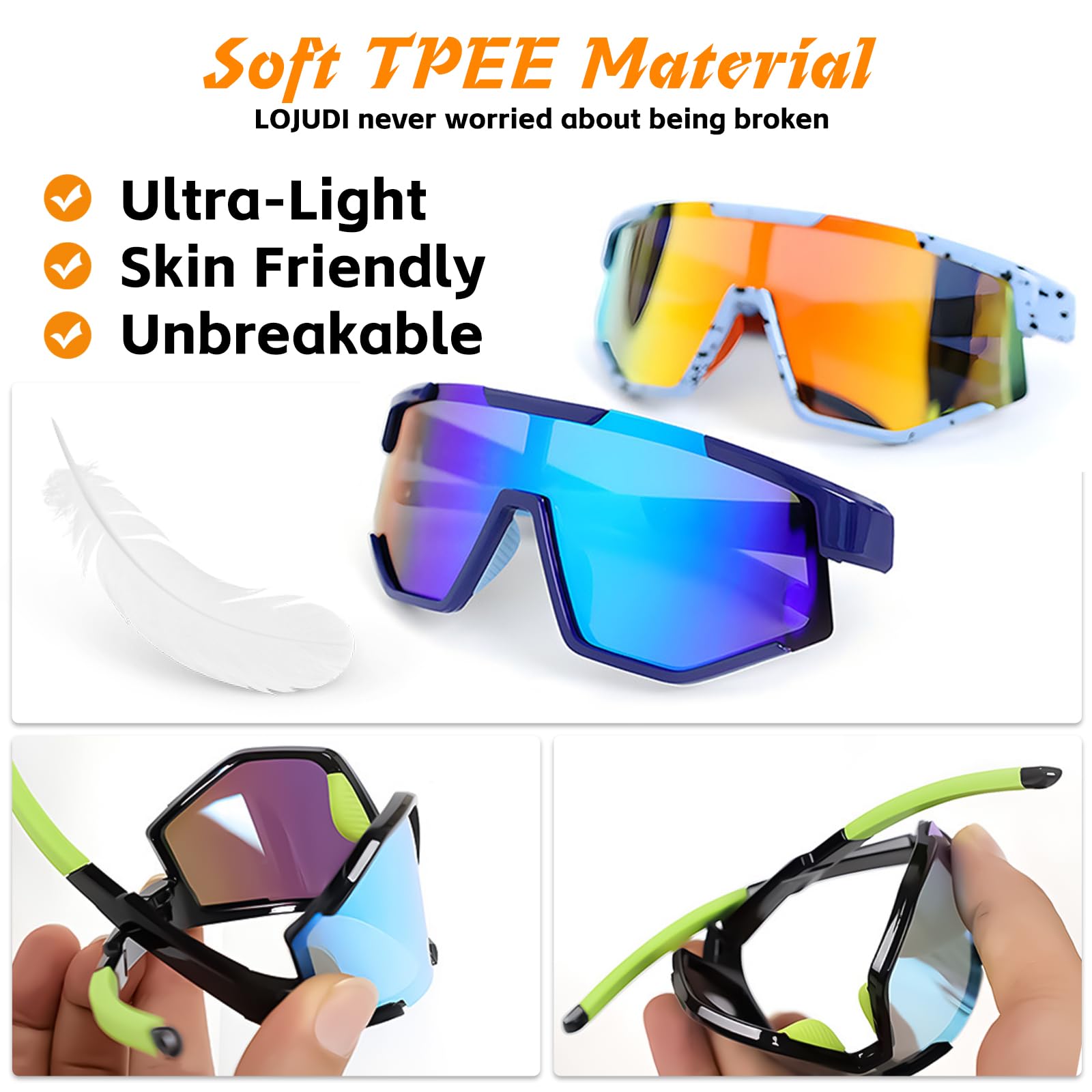Occhiali da sole polarizzati per bambini – Occhiali sportivi a specchio per ragazze ragazzi occhiali veloci ragazzi ragazzi protezione UV occhiali da sole