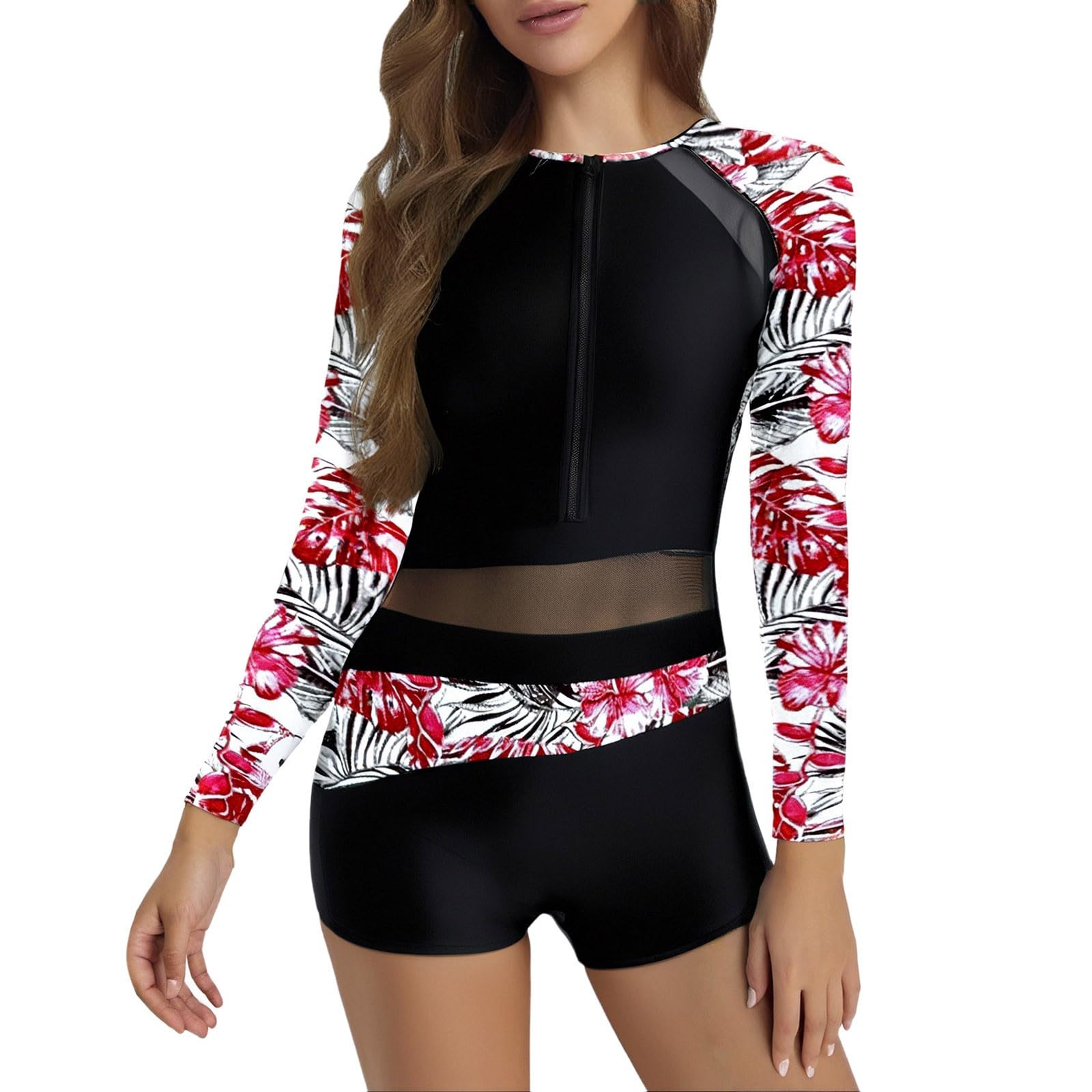 Camiseta Surf Mujer Bañadores Neopreno Elástico Trajes Deportivo Buceo Traje De Baño Ropa Manga Larga Playa Tallas Grandes Bañador Transpirable Secado Rapido