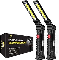 LHOTSE Rechargeable LED Work Lights 2 Pack - Magnetic Base, 360° Rotate, Hanging Hook for Mechanics, Car Repair, Camping