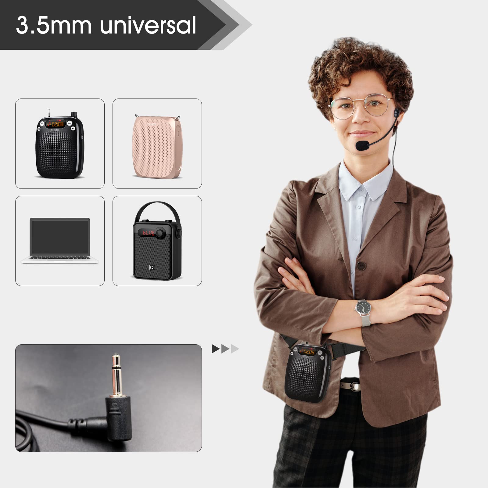 SHIDU Flexible Costume Microphone Headset,Adjustable Wired Microphone